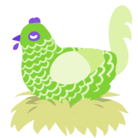 A grass and apple chicken with a lace pattern