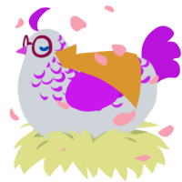 Solar, a mist and amethyst chicken with a half-lace pattern