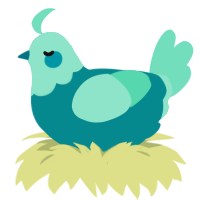 (unnamed), a teal and mint chicken with a head pattern