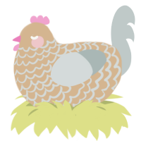Vintage, a beige and silver chicken with a lace pattern