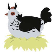 Malthus, a mist and black chicken with a half-lace pattern