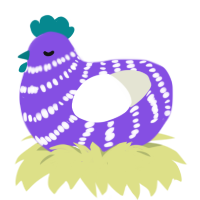 (unnamed), a blurple and white chicken with a bar pattern