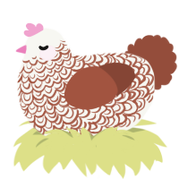 A white and russet chicken with a double-lace pattern
