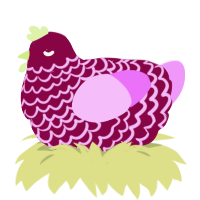 A maroon and lavender chicken with a lace pattern
