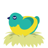 (unnamed), a yellow and turquoise chicken with a head pattern
