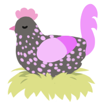 (unnamed), a grey and lavender chicken with a speckle pattern