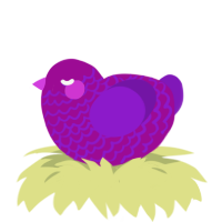 Clemantis, a plum and violet chicken with a lace pattern
