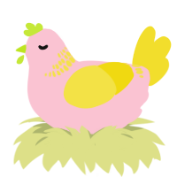 Teep, a rose and yellow chicken with a neck-band pattern
