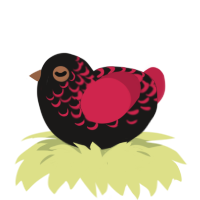 Shadow The Hedgehog, a sable and crimson chicken with a half-lace pattern