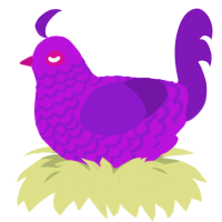 A amethyst and violet chicken with a lace pattern