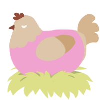 A pink and beige chicken with a head pattern
