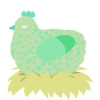 A gluppy and spring chicken with a speckle pattern