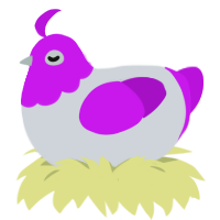 A mist and amethyst chicken with a head pattern