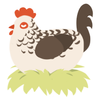 Latte, a cream and bark chicken with a half-lace pattern