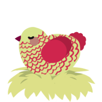 (unnamed), a lemon and crimson chicken with a lace pattern