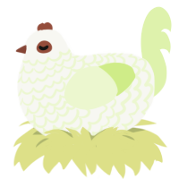 A white and apple chicken with a lace pattern