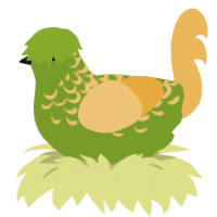 Mango, a chartreuse and honey chicken with a half-lace pattern