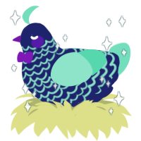 Lucid Dreaming, a navy and mint chicken with a lace pattern