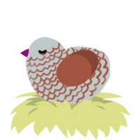Little Layer Cake, a silver and russet chicken with a lace pattern