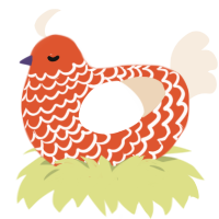 Candied Orange Peel, a vermilion and cream chicken with a lace pattern