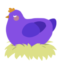 Blurpie, a blurple and indigo chicken