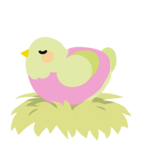 Bloobja, a pink and lemon chicken with a head pattern