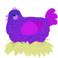 A indigo and amethyst chicken with a double-lace pattern