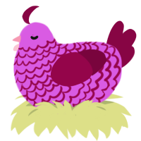 A orchid and maroon chicken with a lace pattern
