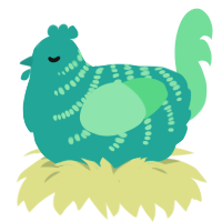 A turquoise and spring chicken with a half-bar pattern