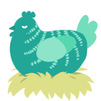 (unnamed), a turquoise and mint chicken with a half-bar pattern