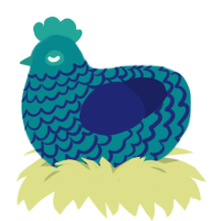 GetInto Hypnosis Mic, a teal and navy chicken with a lace pattern