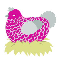 yeah-, a fuchsia and silver chicken with a lace pattern