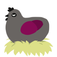 emo, a grey and wine chicken