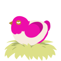 perfume, a cream and fuchsia chicken with a head pattern
