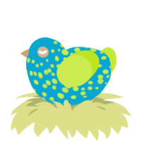 (unnamed), a cerulean and lime chicken with a speckle pattern
