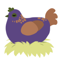 Loam, a overcast and brown chicken with a neck-speckle pattern