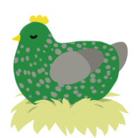 A viridian and ash chicken with a speckle pattern