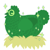 A viridian chicken with a lace pattern
