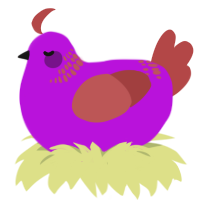 Blackcurrant Soda, a amethyst and red chicken with a neck-band pattern