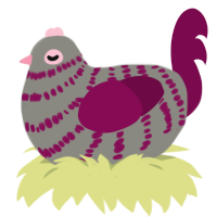 A ash and wine chicken with a bar pattern