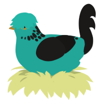 (unnamed), a turquoise and sable chicken with a neck-speckle pattern