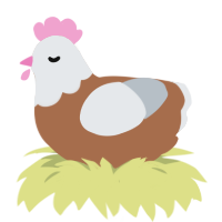 Pellet, a brown and mist chicken with a head pattern