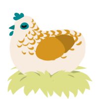 A cream and ochre chicken with a half-lace pattern