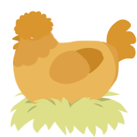 A honey and orange chicken with a head pattern