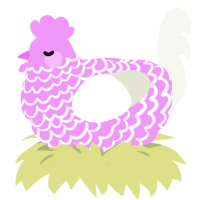 LAEAVONDAER-, a lavender and white chicken with a lace pattern