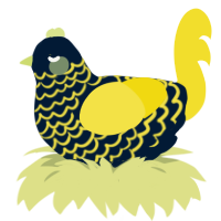 A tumblr and yellow chicken with a lace pattern