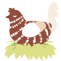 Gingerbread, a russet and cream chicken with a bar pattern