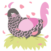 Loverboy, a grey and pink chicken with a lace pattern