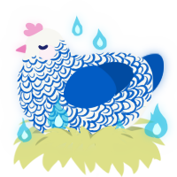 Razelain, a white and ultramarine chicken with a double-lace pattern