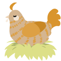 Cracker, a beige and orange chicken with a bar pattern